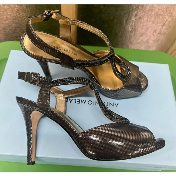 Antonio Melani MICHELA281 Heel Womens Size 7.5M Wicked Open Toe Comfort Buckle - Picture 1 of 9